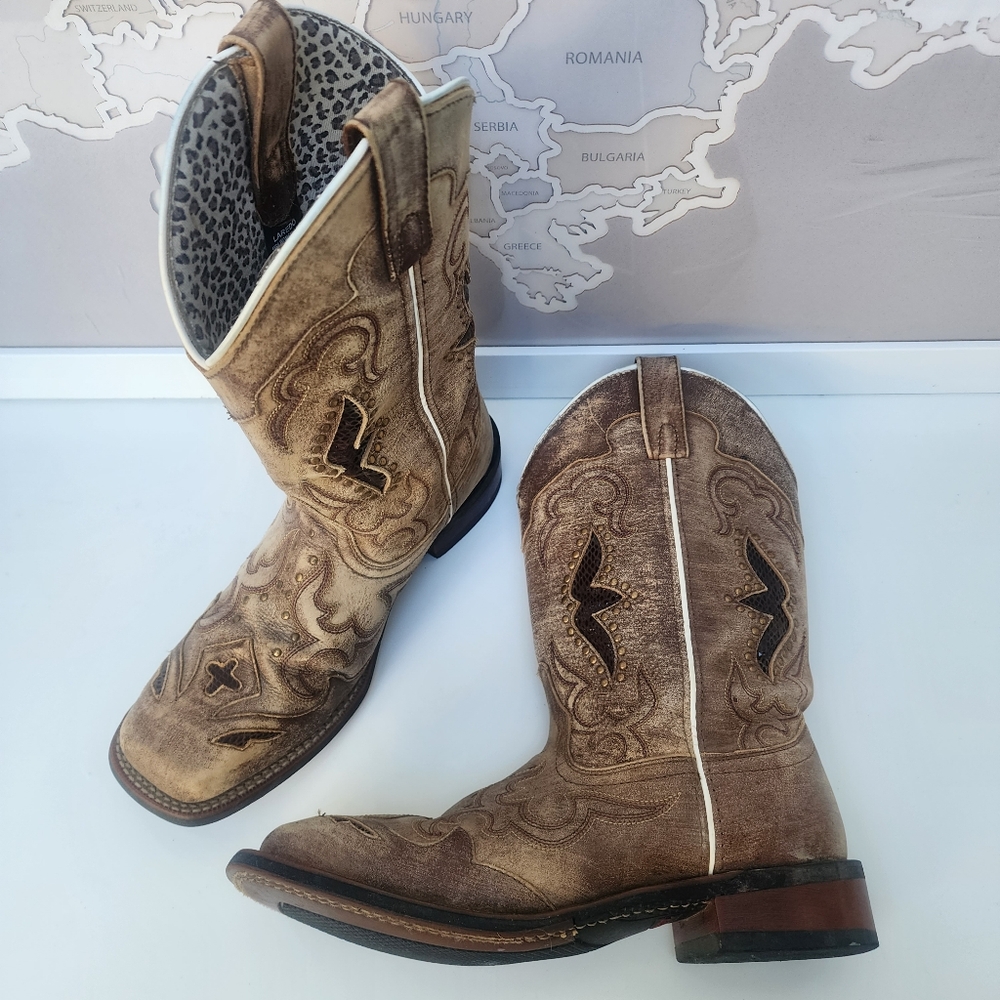 Laredo Spellbound Western Boots Goat Sanded Real Leather Size 9.5 - Picture 13 of 16